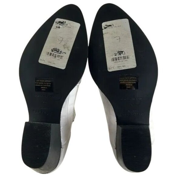 Kurt Geiger London made in Portugal White Leather Croc Embossed Ankle Booties 7 - Picture 9 of 11